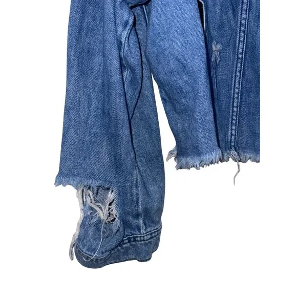 Distressed Cello Denim Jacket Vintage Blue Frayed Edges Size 3X - Picture 5 of 9